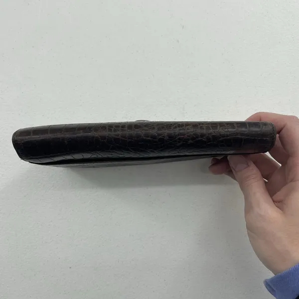 Vtg Lauren Ralph Lauren Wallet Croc Embossed Brown‎ Leather Checkbook Pocketbook - Image 4