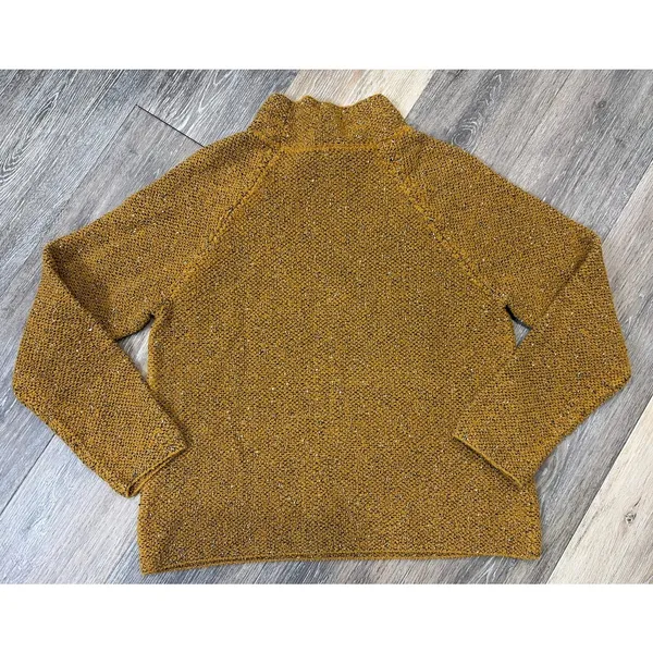 Eileen Fisher Womens XS Mustard Textured Knit Sweater Mock Neck Minimalist - Image 6