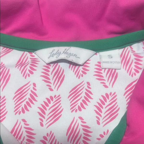 Lady Hagen Pink and Green Sleeveless Polo - Image 2