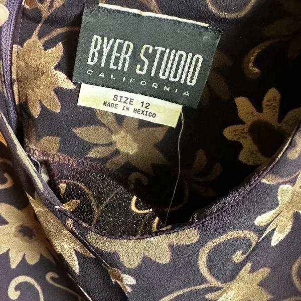 Vintage Byer Studio Maxi Dress Empire Waist Floral 90s Grunge Boho Size 12 - Image 8