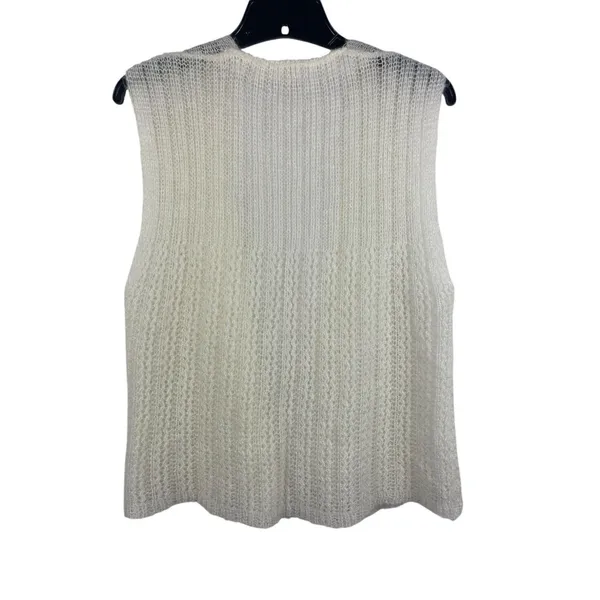 VTG Women’s Ivory Knit Open Front Sweater Vest Textured Lightweight Gradmacore S - Image 6
