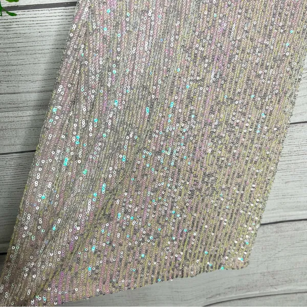 Iridescent Blush Sequin Sparkle Mini Slip Dress Size Small Party Glam Cocktail - Image 4