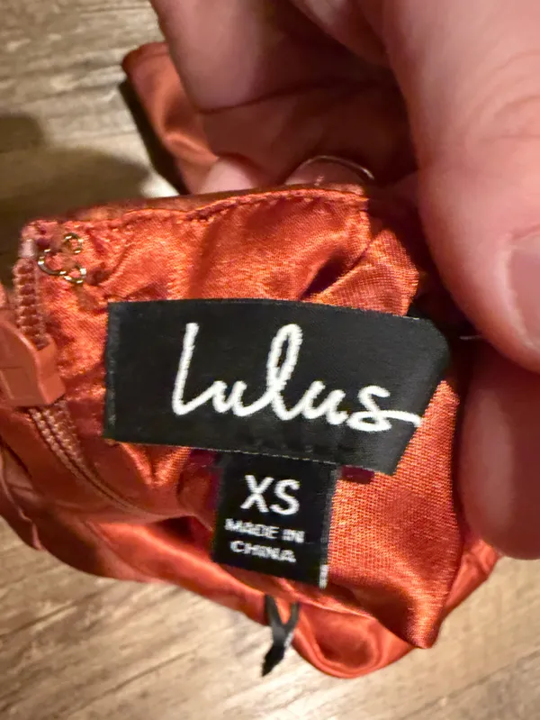 Lulu’s Celebrate Me Rust Brown Satin Halter Mini Dress XS - Image 5