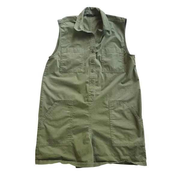 Banana Republic Women Green Utility Twill Sleeveless Romper Large 868654-01 - Image 3
