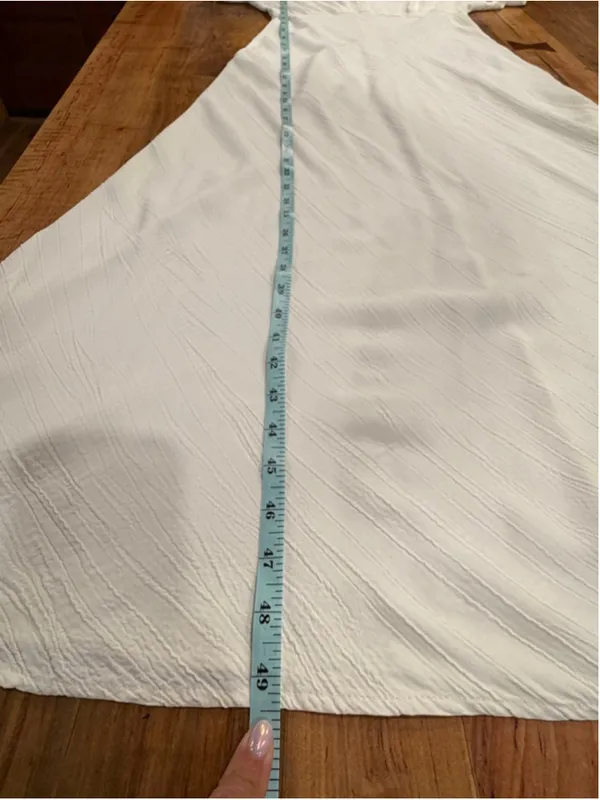 VTG Jay Jacobs Cream Maxi Dress 7/8 Textured Crinkle Minimalist Wedding Bridal - Image 11