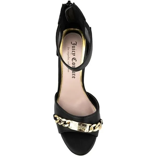 Juicy Couture Maia Black Heels – Chain Link Open Toe Sandals, Size 9.5 - Image 2