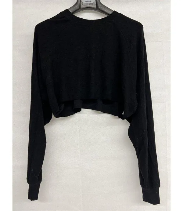 NEW NWT NIA Raglan Hacci Crop Top Super Soft Stretchy Ribbed Black Sz XS X-Small - Image 4