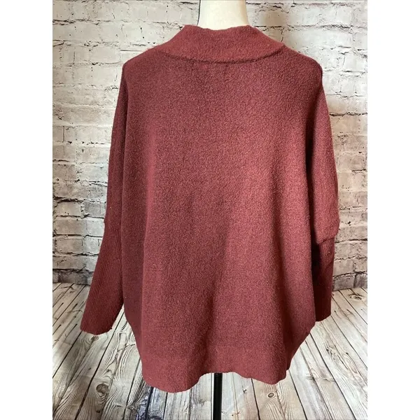 Anthropologie Womens Sweater V Neck‎ Boxy Dolman Rust Size S - Image 4