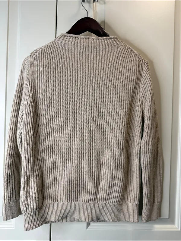 J.Crew Sweater Roll-Neck Cotton Knit Beige S - Image 5