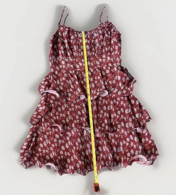 New Petal&Pup Tiered Ruffle Flowers Lined Mini Dress Red Size‎ Small - Image 8
