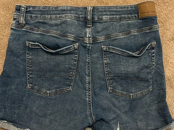 American Eagle Outfitters Distressed Blue Denim Jean Shorts - Image 3