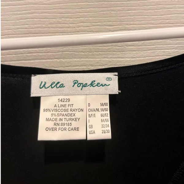 Ulla Popken‎ Black A-Line Surplice V-Neck 3/4 Sleeve Dress Plus Size 28/30 Curvy - Image 2