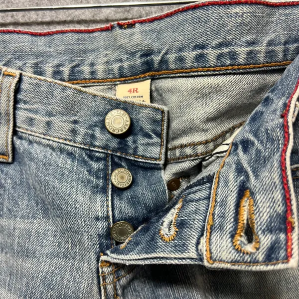 Vintage Abercrombie & Fitch Denim Shorts 4R Button Fly Made in USA Raw Hem Y2K‎ - Image 7