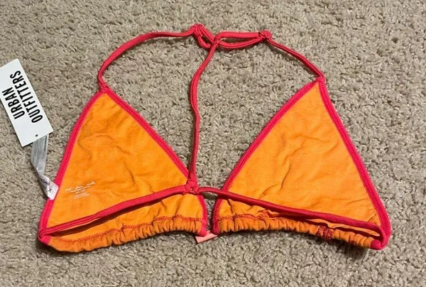 Out from under orange and pink off shore triangle bikini top never worn M/L - Image 4