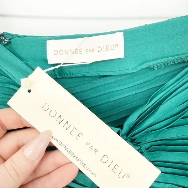 NWT‎ Donnee Par Dieu Pleated Maxi Skirt Women's Size M Green - Image 6