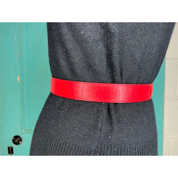 cinch Belt red goldtone vintage 1980s genuine leather - Image 7