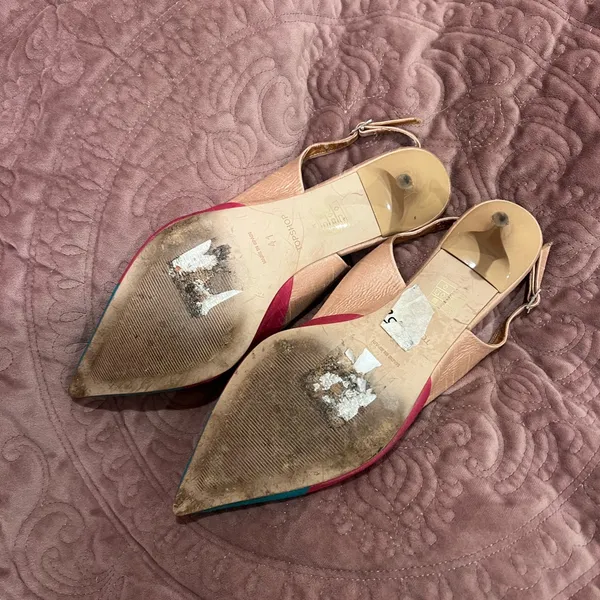 Topshop Pink and Teal Pointed Slingback Flats - Image 2