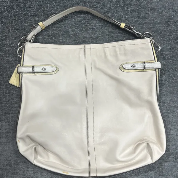 Coach Colette Signature Hobo Bag Leather Cream Shoulder Strap Casual Work Travel - Image 6