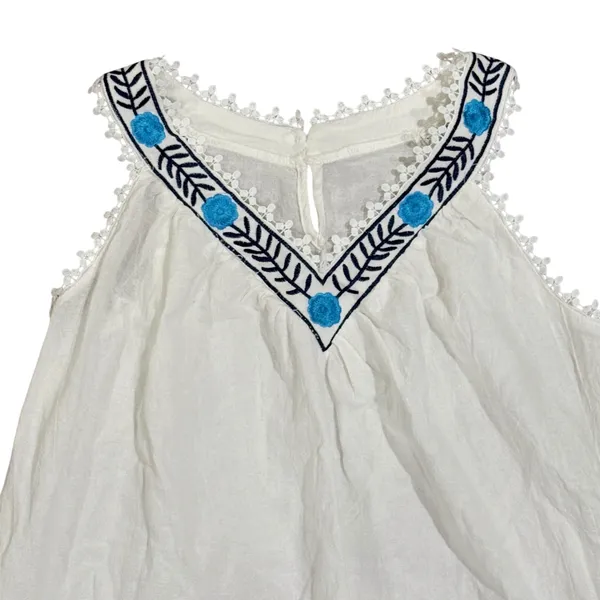 CUPSHE‎ White Embroidered V Neck Sleeveless Beach Cover Up Dress NEW - Image 2