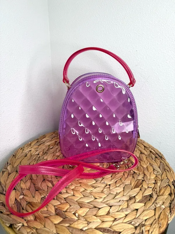 DELUXITY Bag jelly pink Purple purse Quilted Pattern clear Y2K festival Barbie - Image 3