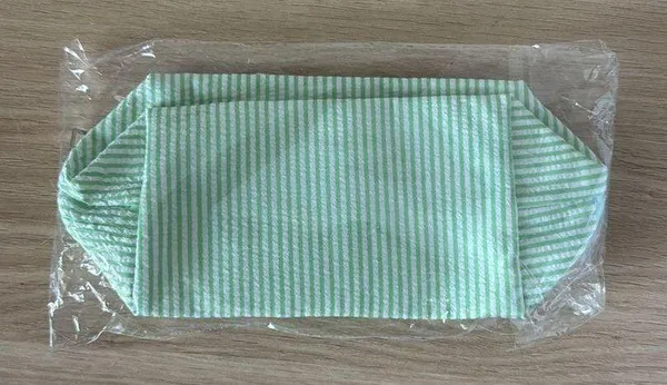Amazon Green Striped Seersucker Toiletry Makeup Bag - Image 2