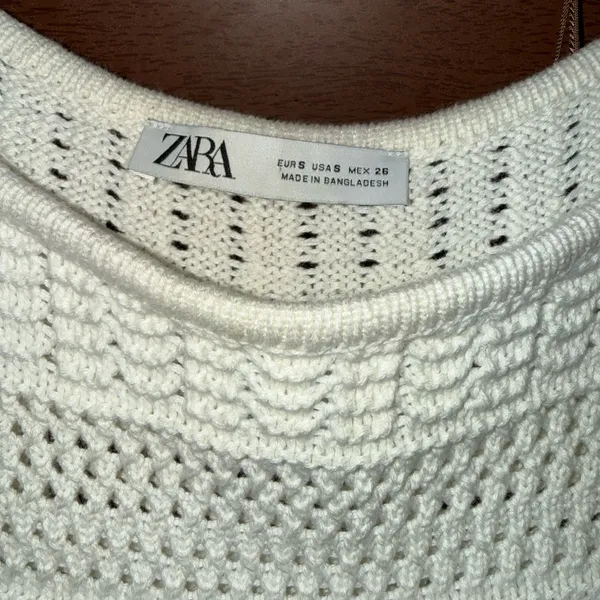 NWOT Zara White Knit Long Sleeve Knee-Length Square-Neck Dress 3433/003/250 - Image 13