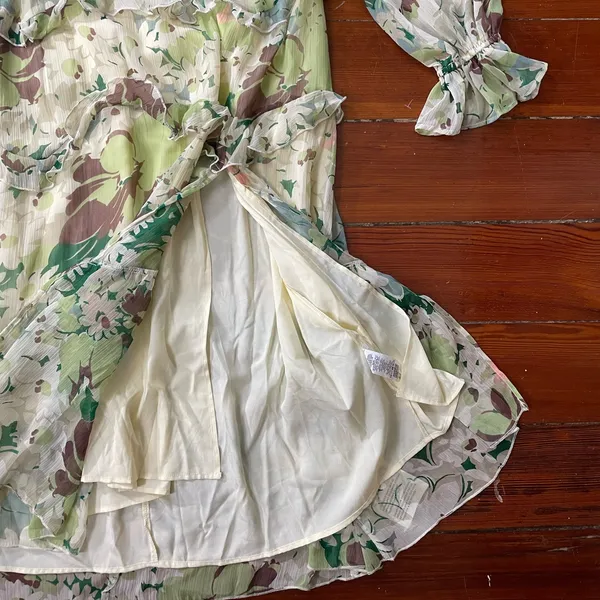NWT ASOS DESIGN Tiered Ruffle Floral Strappy Lace Up Back Midi Dress ~ 6💛 - Image 14
