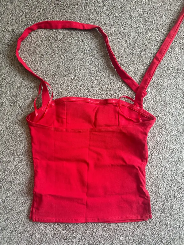 Edikted Dara Halter Top in Red  - Image 4
