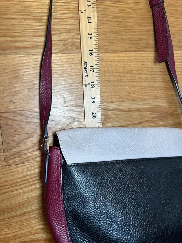 Kate Spade Crossbody Bag Womens Medium Colorblock Black Burgundy White Leather - Image 12