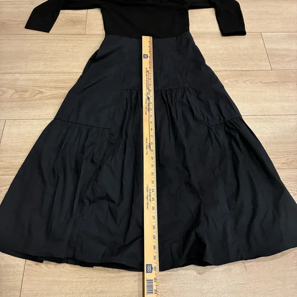 Tuckernuck Marissa Midi Dress Black Off the Shoulder Mixed Media Size S - Image 7