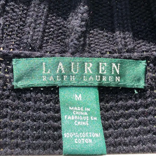 Lauren Ralph Lauren cotton Black knit sweater V Neck M - Image 5