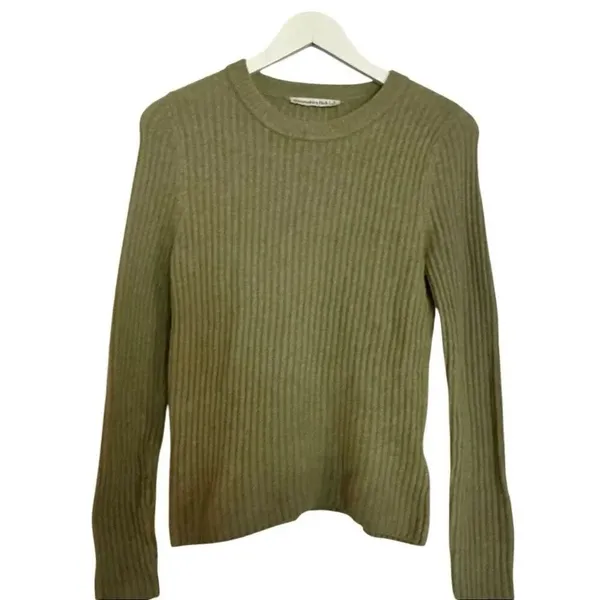 Abercrombie & Fitch green slim crewneck ribbed sweater small - Image 7