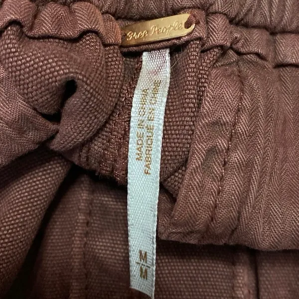 Free People Margate Maroon Brown High Waisted Tapered Paperbag Trousers Pants M - Image 4