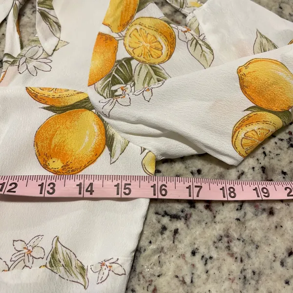 For Love & Lemon Mini Dress Women Medium White Lemon Print Cottagecore Tie Strap - Image 9