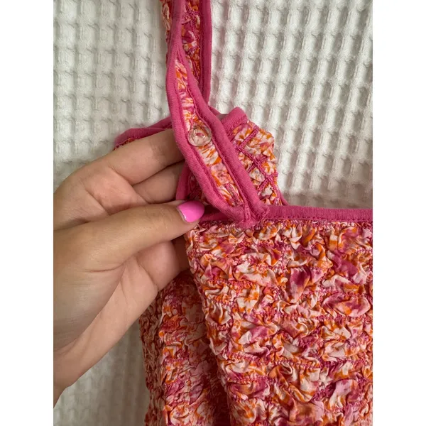 American Eagle Cropped Sleeveless Pink Floral Top Medium NE - Image 7