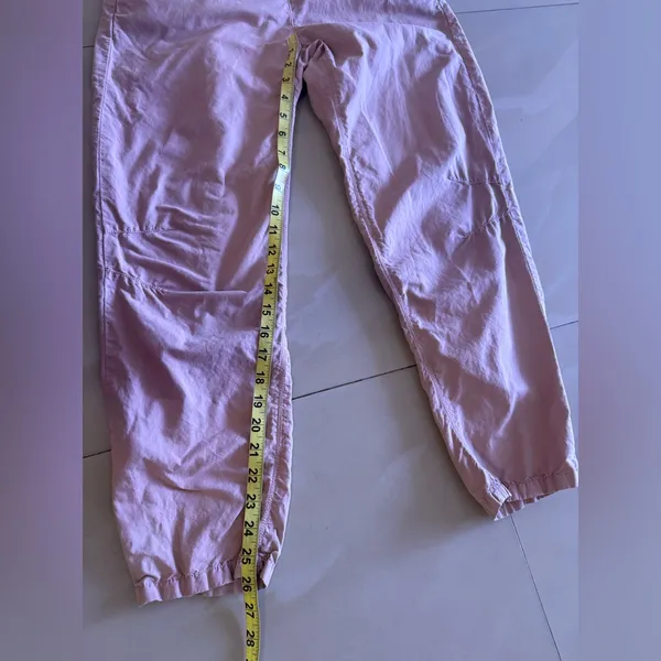 Zara Women's Baggy Rustic Paperbag Lightweight Pants Dusty Pink Button Fly Sz 2 - Image 9