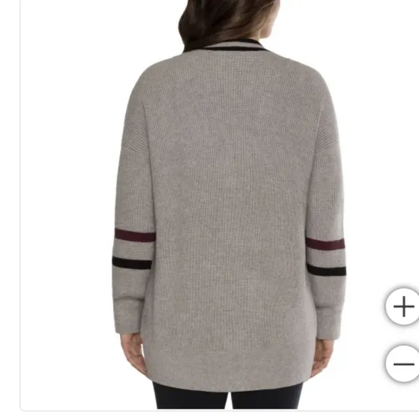 Matty M Gray Cardigan with Black and Burgundy Stripes - Image 4