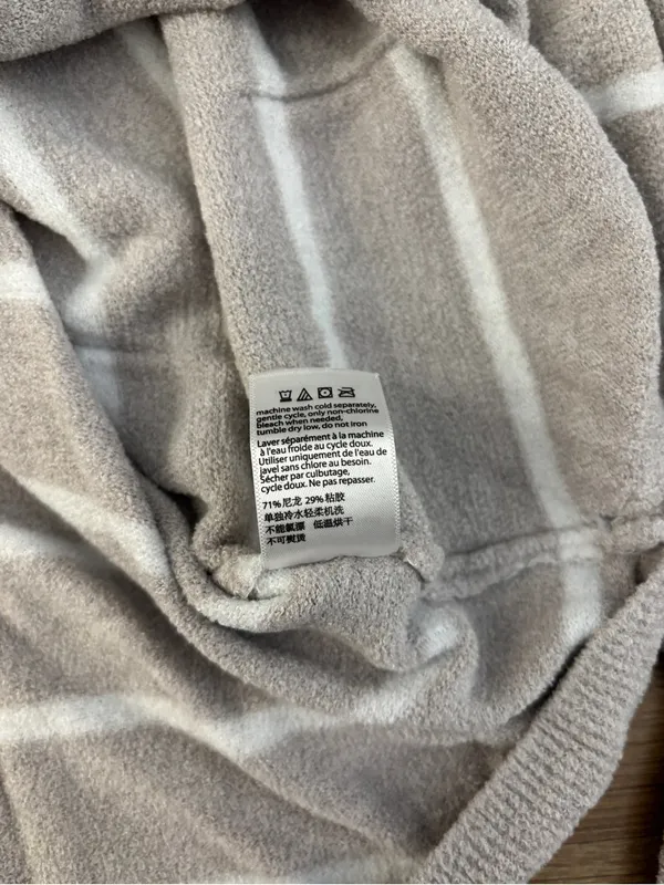 Barefoot Dreams CozyChic Lite Striped Raglan Pullover Tan - Image 5