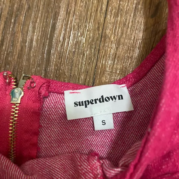 Superdown Womens Hot Pink Denim Crop Cropped Corset Tank Top S Small Bust 30” - Image 3