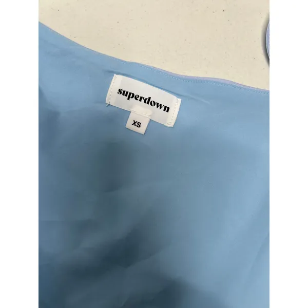 Superdown Areanna Ruffle Wrap Mini Dress In Baby Blue Size XS - Image 6