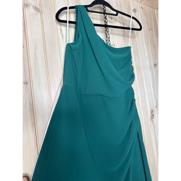 NWT Lulus Adeline Emerald One-Shoulder Scarf Maxi Dress Hoilday Party Gala Sz L - Image 4