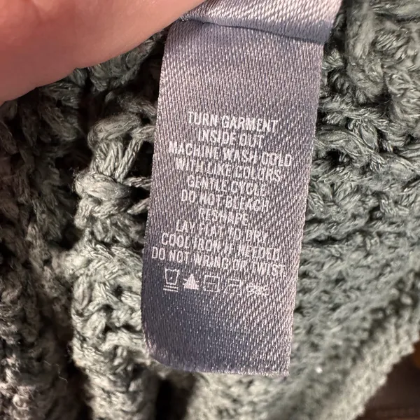 Aerie Textured Open‎ Knit Tank Green S Sheer Lagenlook Boho Earthy Neutral - Image 6
