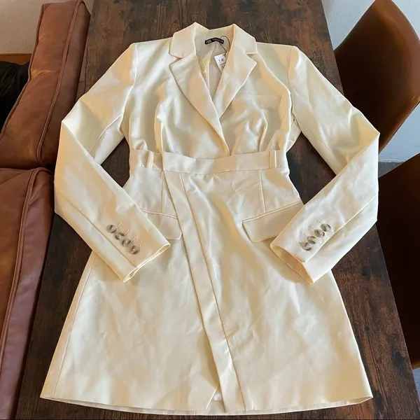 Zara Cream Blazer Mini Dress - Image 9