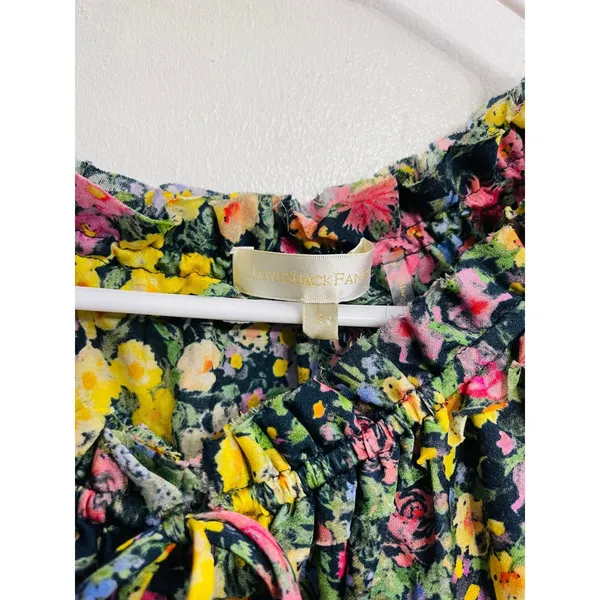 LoveShackFancy Popover Dress Night Sky Glow Floral Ruffle Mini Dress S‎ Fairy - Image 4