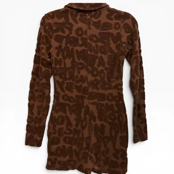 Jaded London Toweling Romper Brown Playsuit Size 4 Long‎ Sleeve Textured Burnout - Image 4