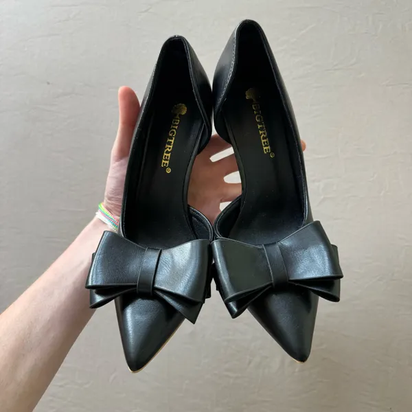 BIGTREE Black Bow Pump Heels - Image 5