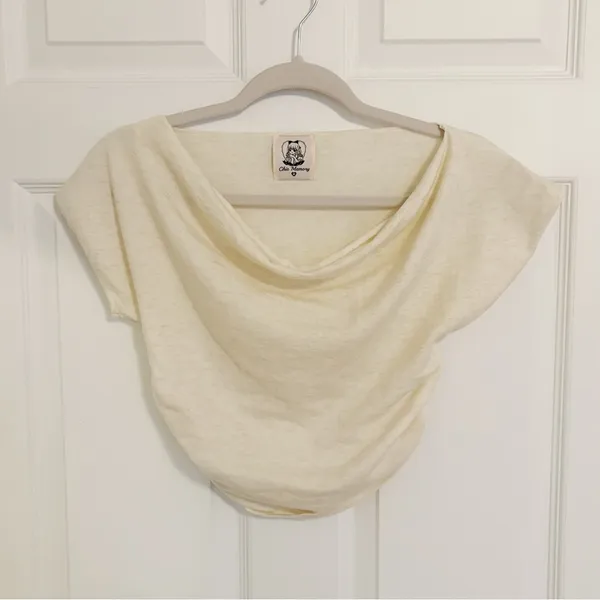 Japanese Kawaii Cream Beige Summer Knitted Cowl Neck Blouse Shirt Top - Image 4