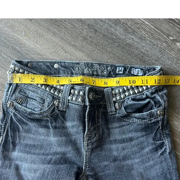 ✨ Studded Miss Me straight Jeans — Gray Wash (Youth 14) - Image 5
