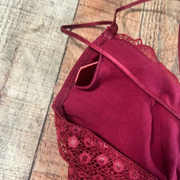 Auden Burgundy Red Floral Lace Lightly Lined Bralette Small Feminine - Image 5