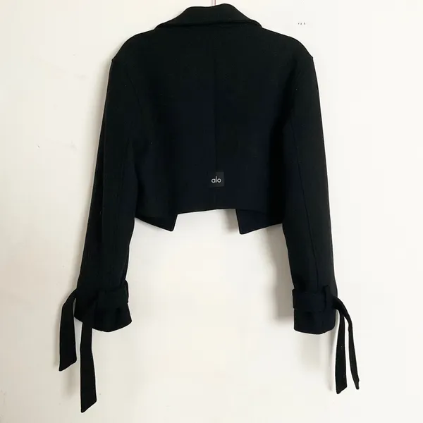 Alo Yoga Wool Cropped Metro Trench Black S - Image 9